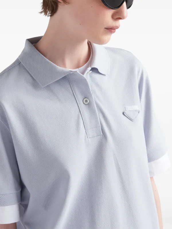 Prada cotton-piqué Polo Mini Dress | Blue | FARFETCH
