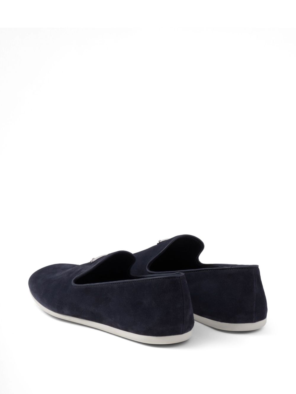 Prada triangle-logo suede loafers Blue