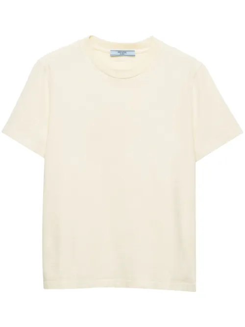 T-shirt en jersey à plaque logo - Prada - Modalova