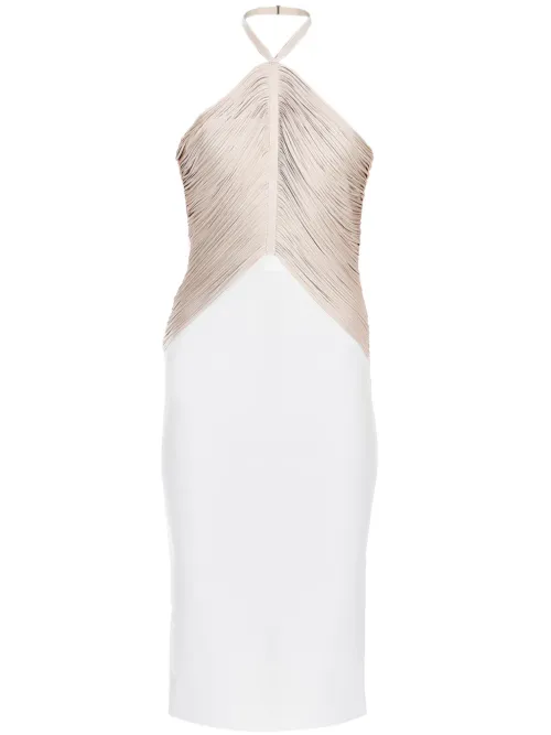 Robe mi-longue à franges - Hervé Léger - Modalova