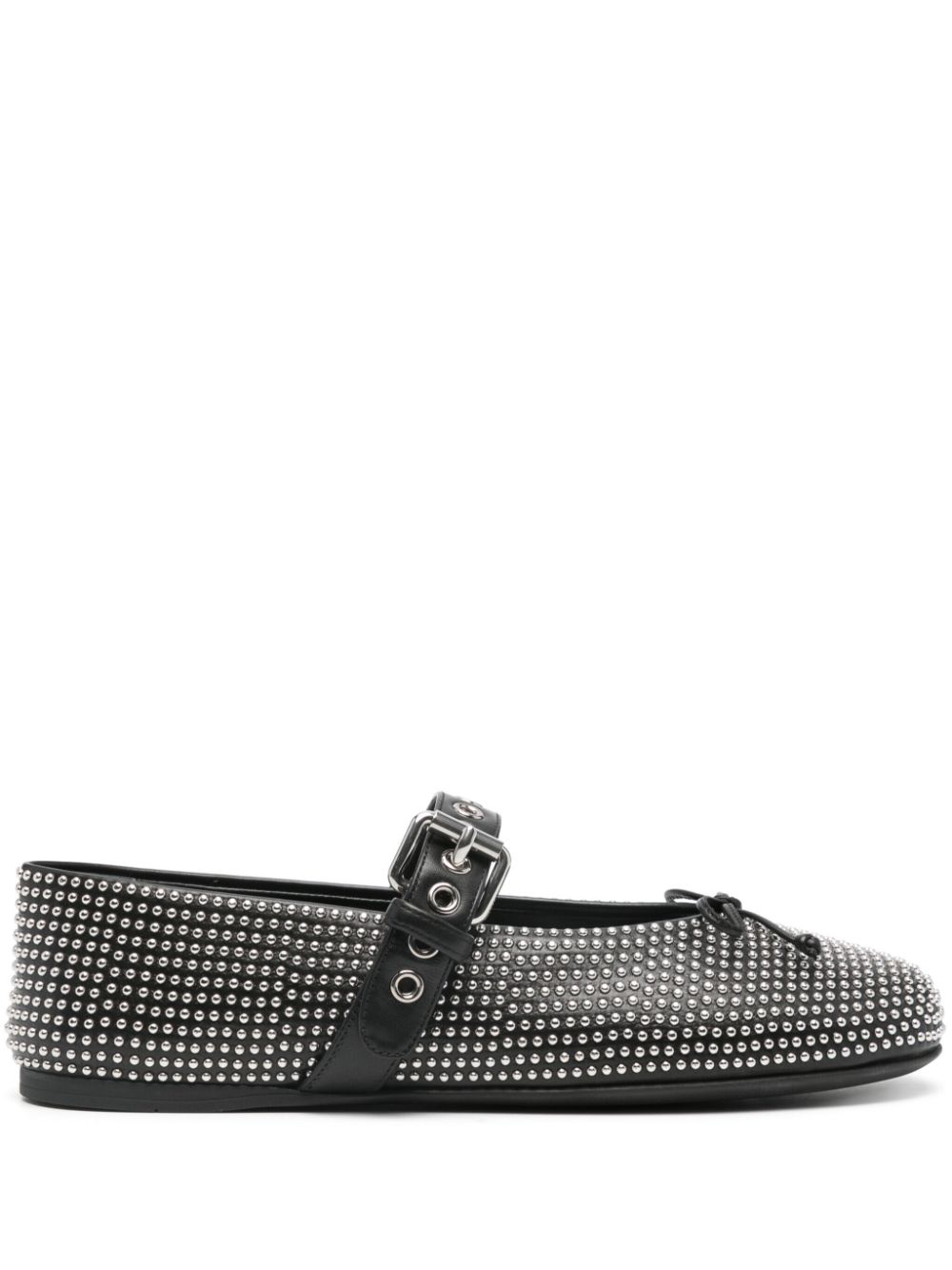 Shop Miu Miu Stud-embellished Ballerina Shoes In Black