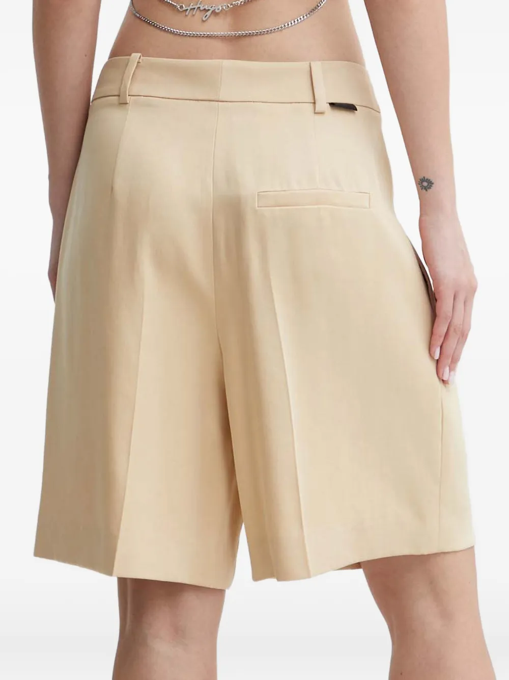 Hugo Boss Pleated Shorts In Neutral