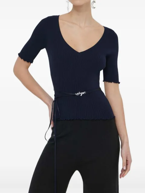 HUGO V-neck ribbed top