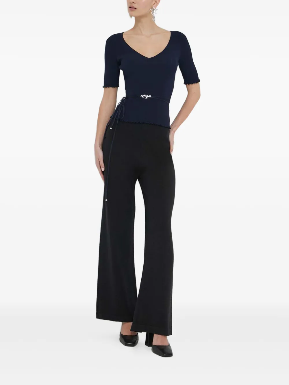 HUGO top tejido de canalé con cuello en V | Playeras y jerséis | Image 2