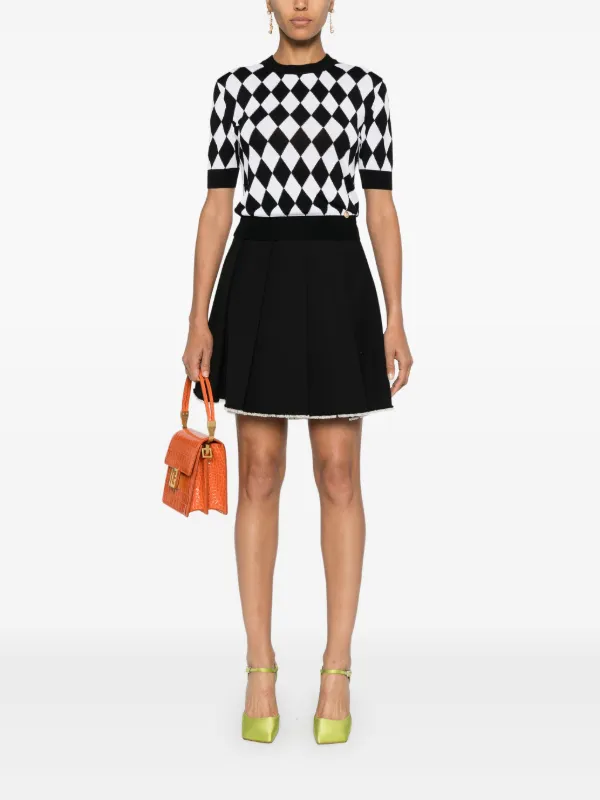 Balmain diamond-pattern Knitted T-shirt | Black | FARFETCH