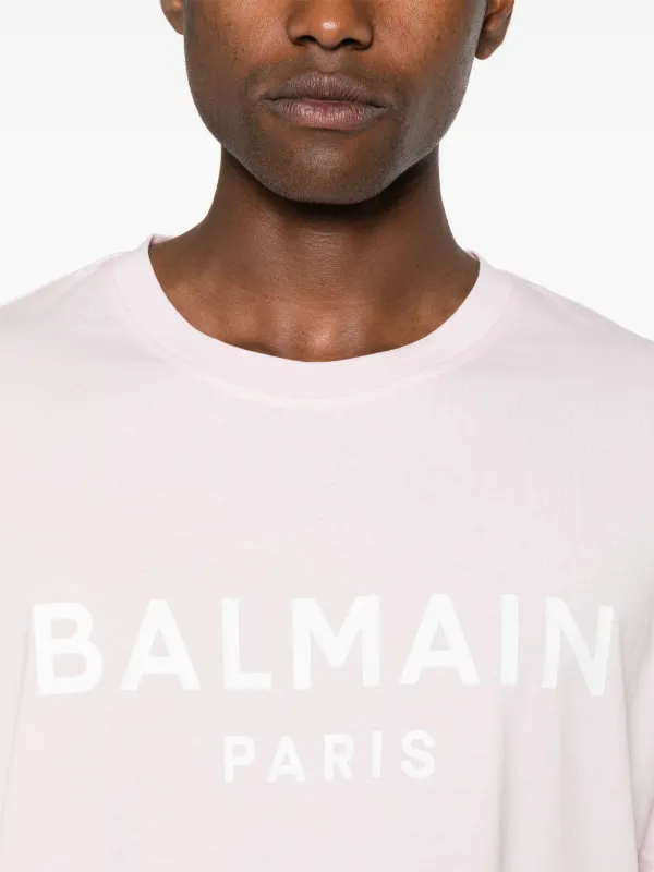 国内発 BALMAIN ロゴホワイトコットンラウンドネック半袖Tシャツ mishshop_ba-tshirtmens-r