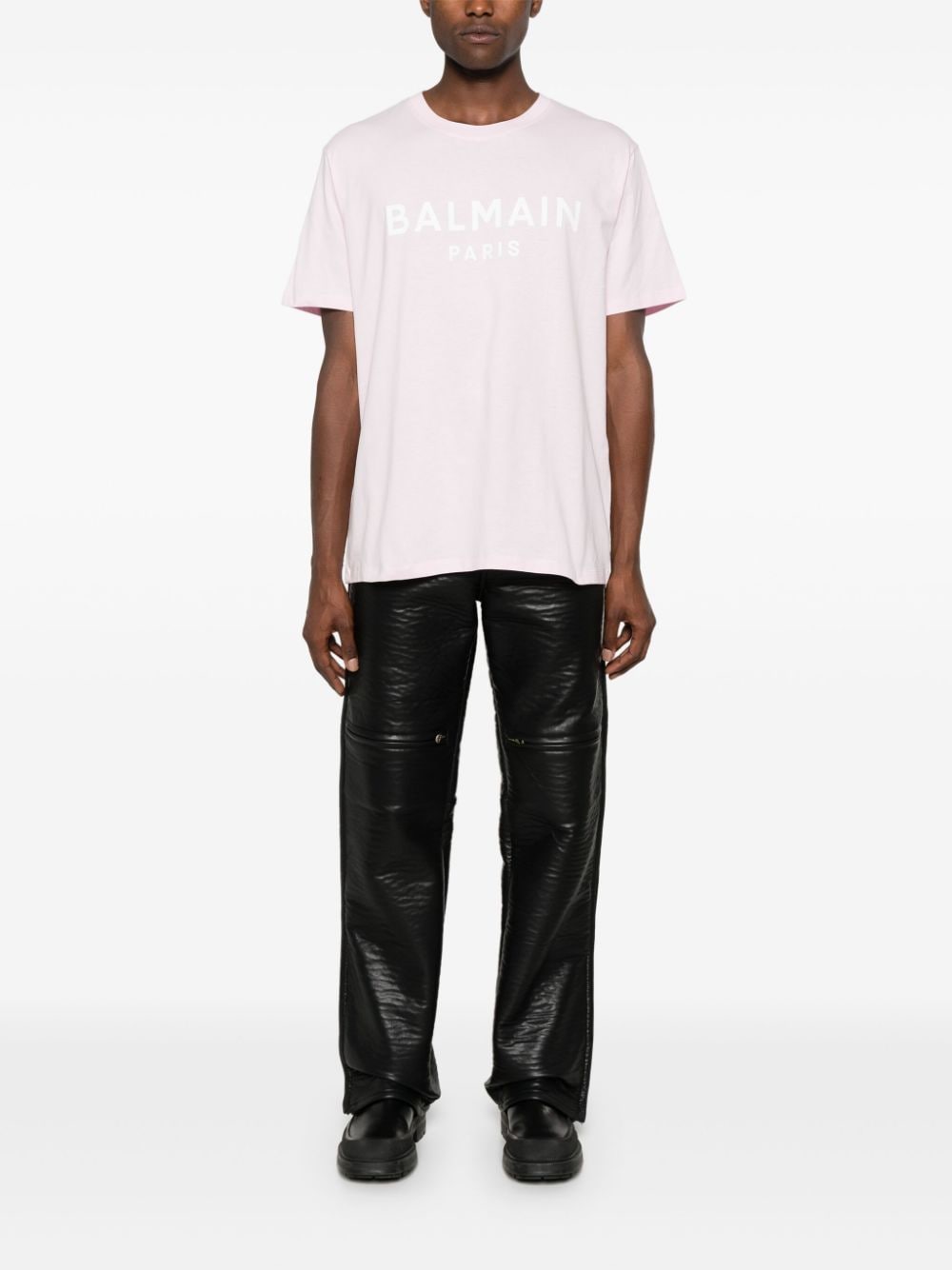 Balmain logo-print cotton T-shirt - Roze
