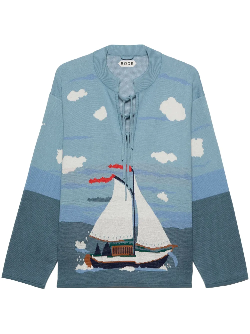 Bode Blue Pinafore Sweater In Blue