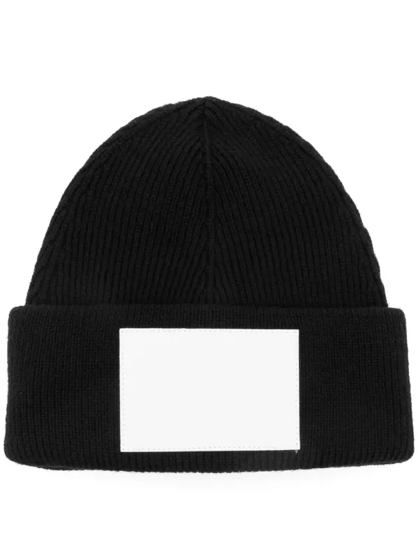 MM6 Maison Margiela numbers-motif Knitted Beanie | Black | FARFETCH