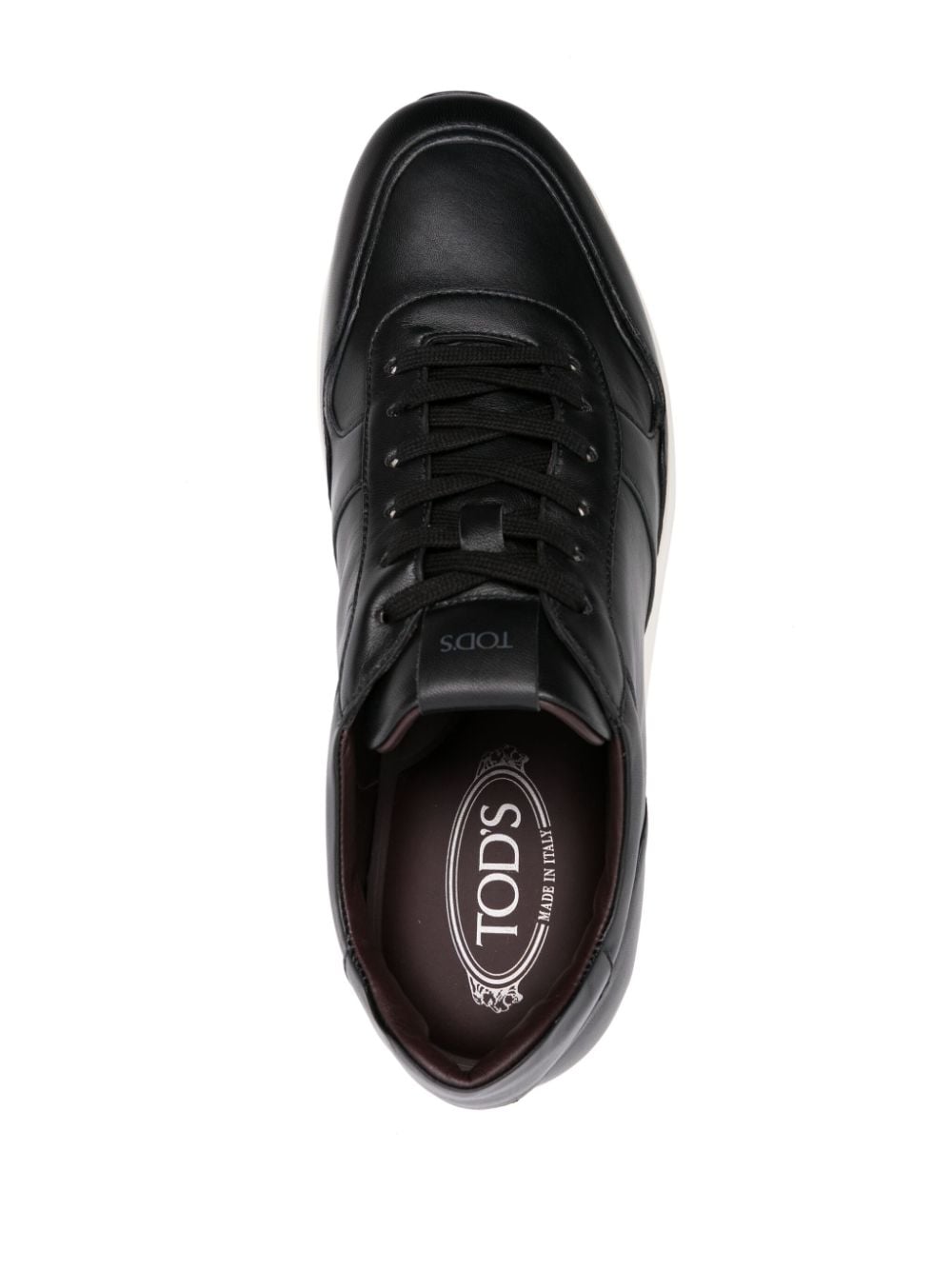 Shop Tod's Panelled Leather Sneakers In Black