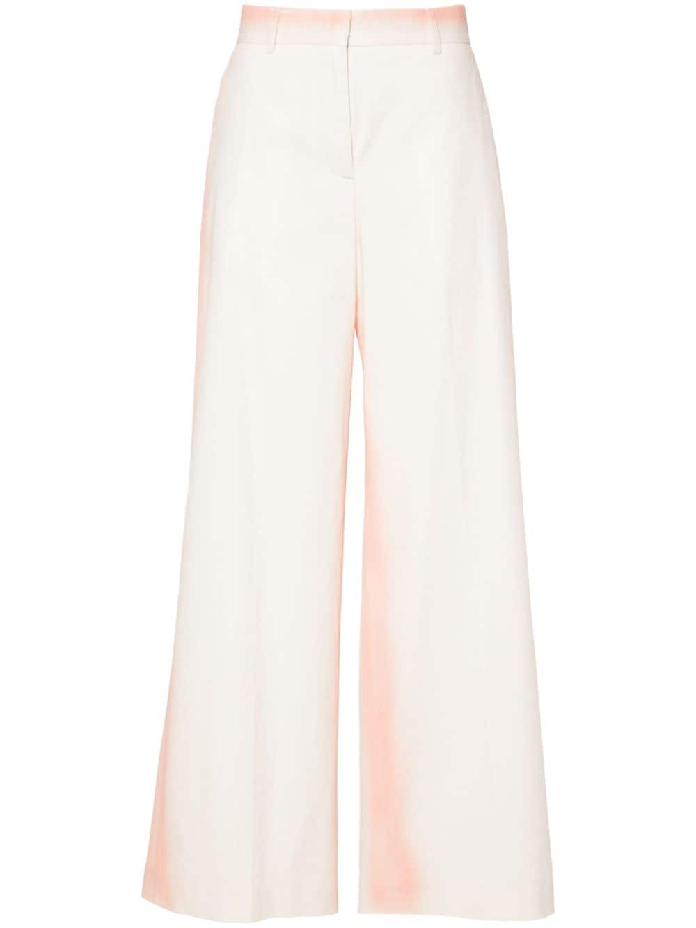 Msgm Gradient-effect Wide-leg Trousers In Neutral