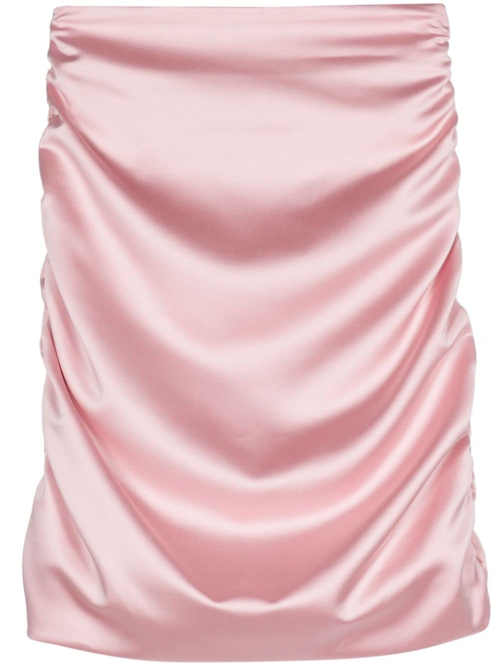 Shop Fiorucci Ruched-detail Satin Skirt In Pink