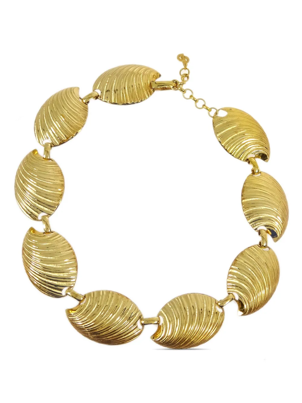 Pre-owned Dior 1990-2000s Textured Chain Necklace In Gold