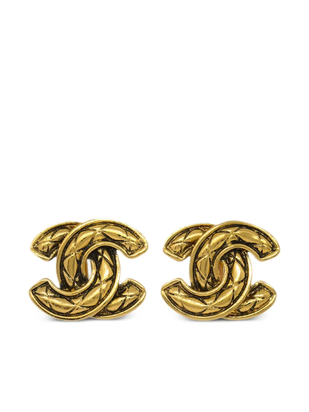 1990-2000 Diamond-Embossed Cc Clip-On Earrings