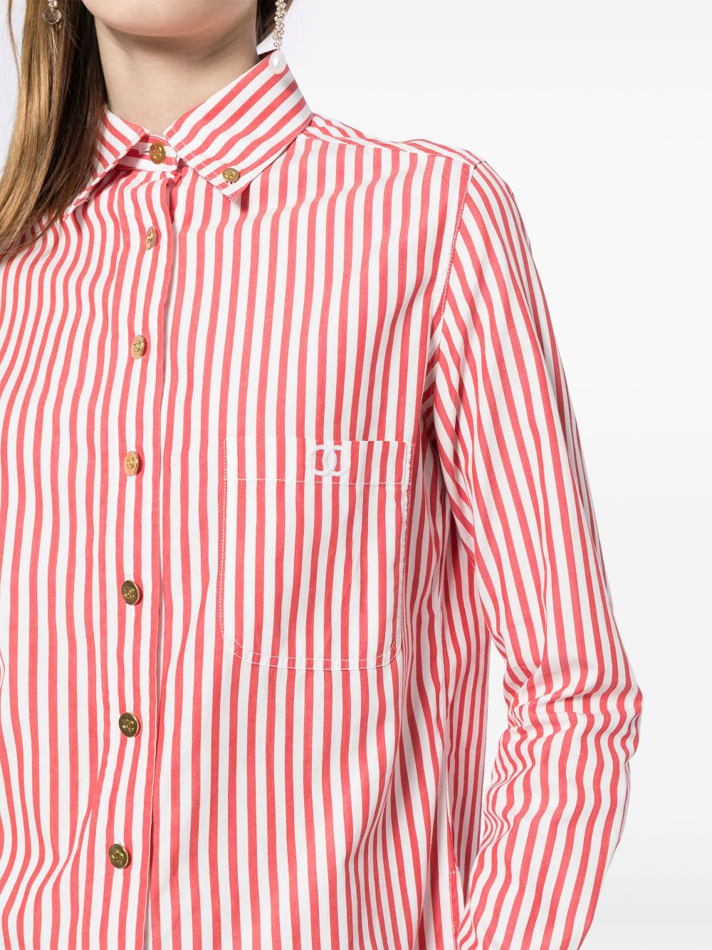 CHANEL 1990-2000s striped cotton shirt Women