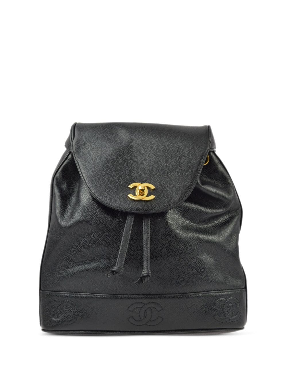 Pre-owned Chanel 1996-1997 Triple Cc Backpack In Black