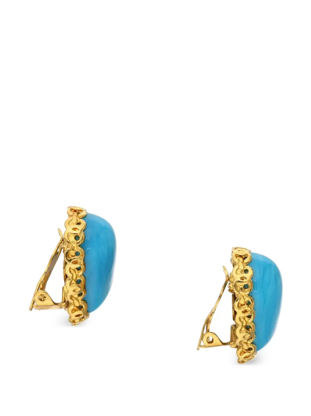 Gold Metal, Blue Gripoix Heart Earrings, 1993