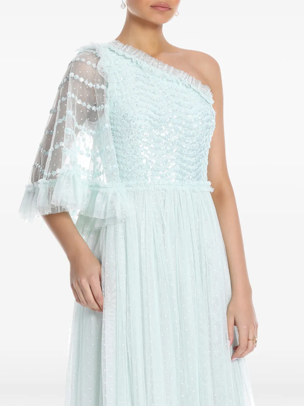 Needle & Thread Einschultriges Kleid Mit Pailletten In Green