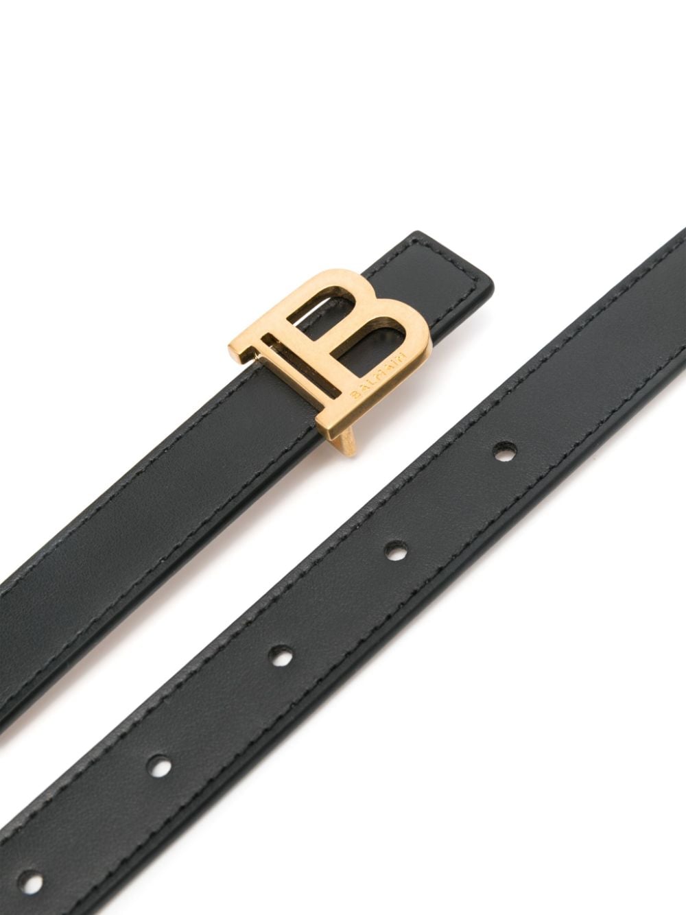 Shop Balmain Logo-buckle Leather Belt In Black