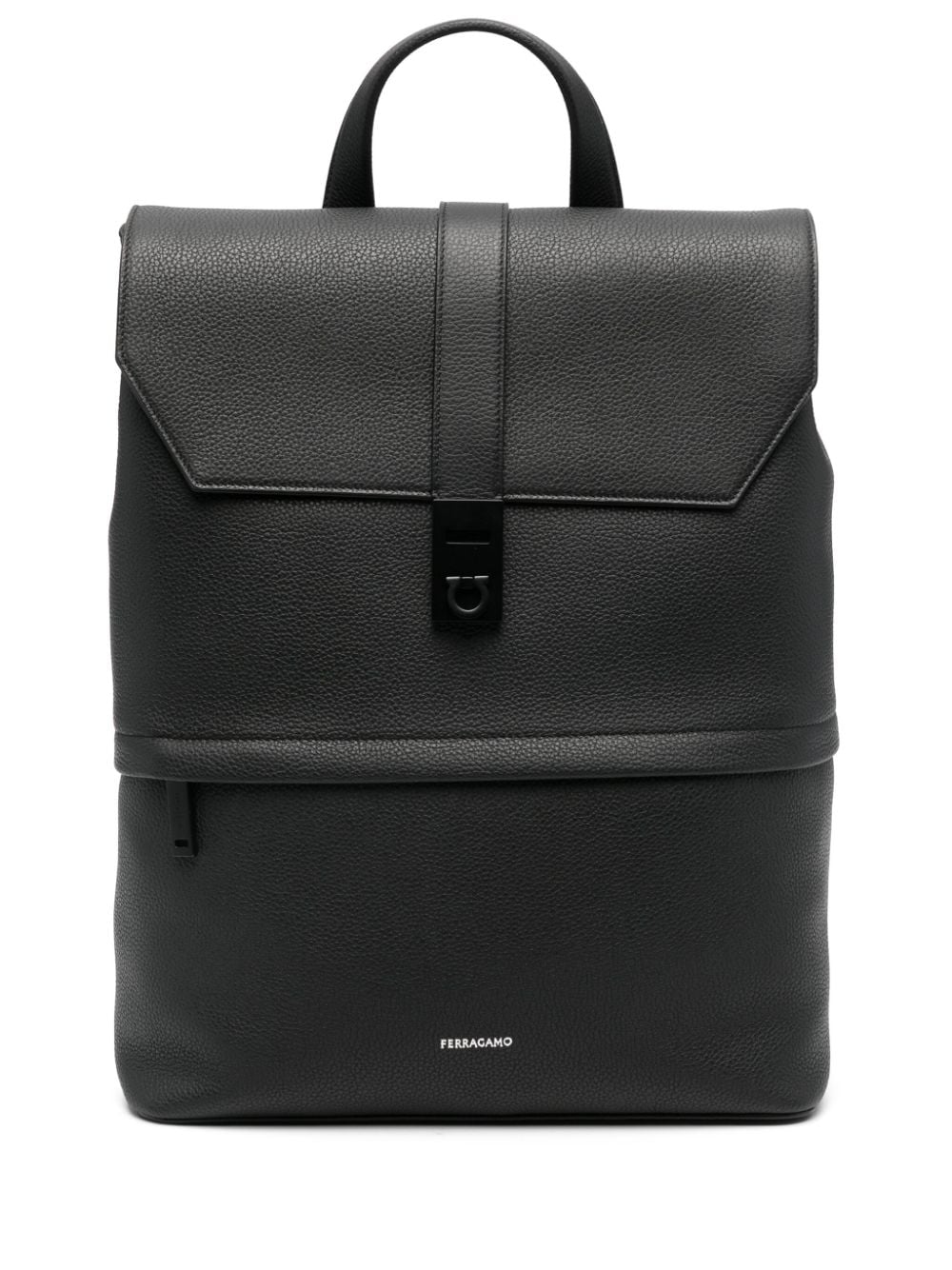 Ferragamo Logo-debossed Leather Backpack In Black