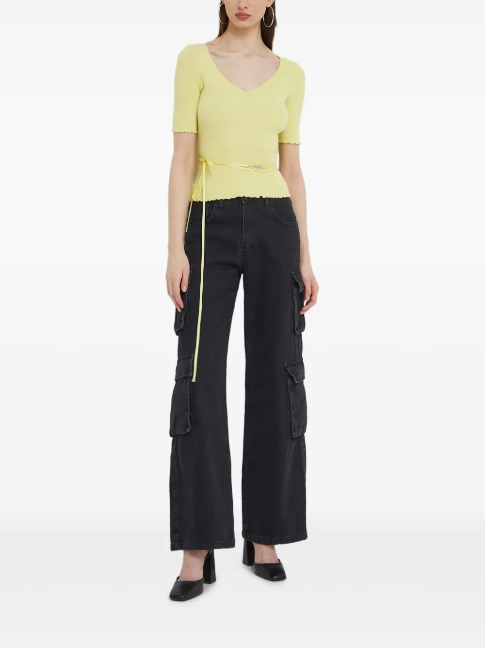 HUGO lettuce-trim tied-waist top | T-Shirts & Jersey Shirts | Image 2