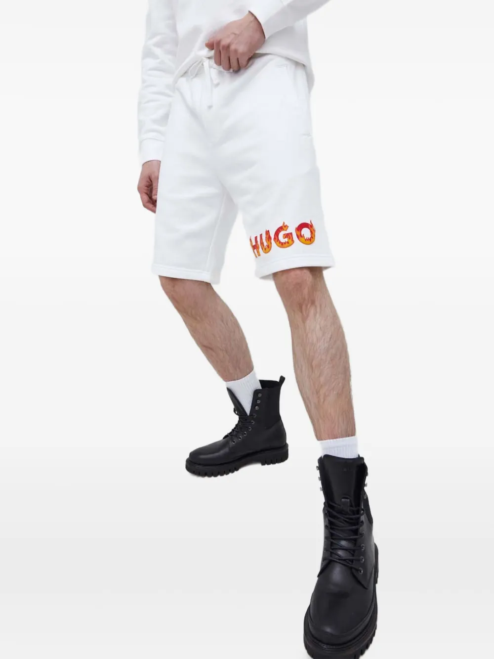 HUGO drawstring logo-print track shorts | White | Image 1