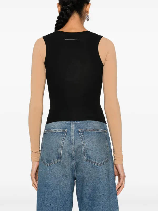 MM6 Maison Margiela numbers-motif Layered Top | Black | FARFETCH