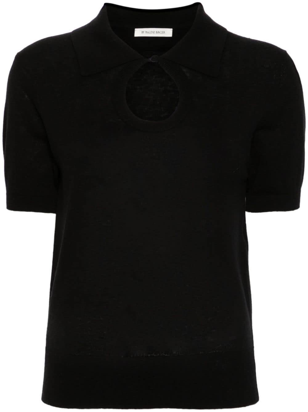 By Malene Birger Keyhole-neck Ribbed Polo Top In Black