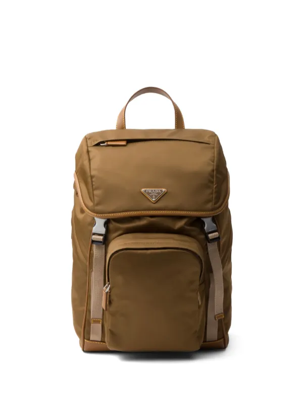 Prada triangle-logo Buckled Backpack Brown FARFETCH CZ