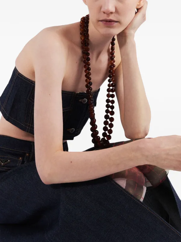 Prada Denim Strapless Crop Top | Blue | FARFETCH ID