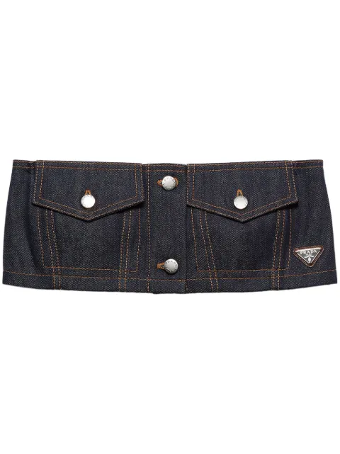Prada denim strapless crop top