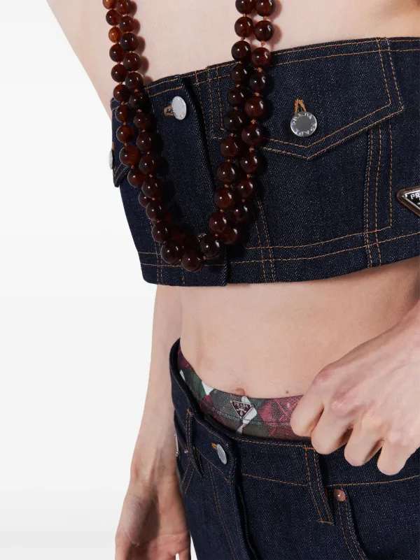 Prada Denim Strapless Crop Top | Blue | FARFETCH ID
