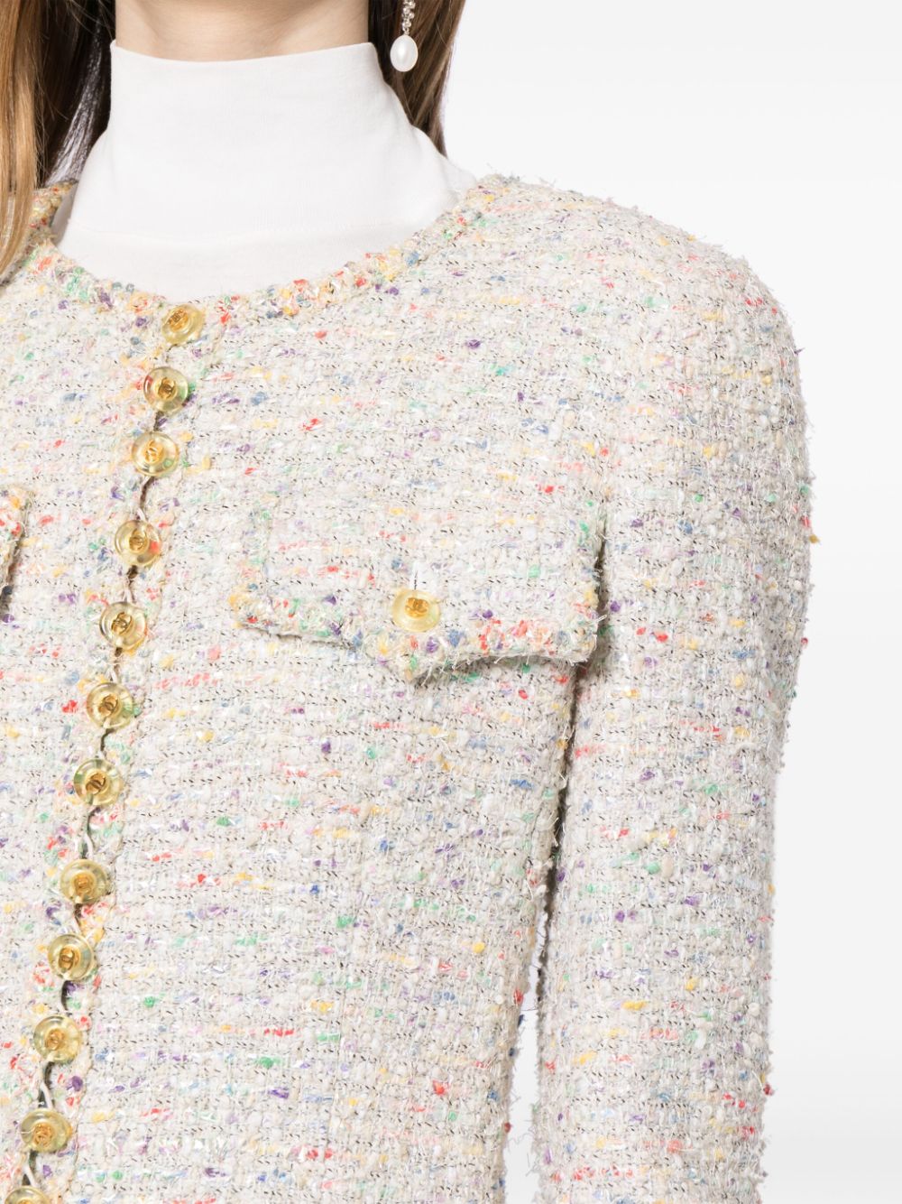 CHANEL 1987 single-breasted tweed coat Women