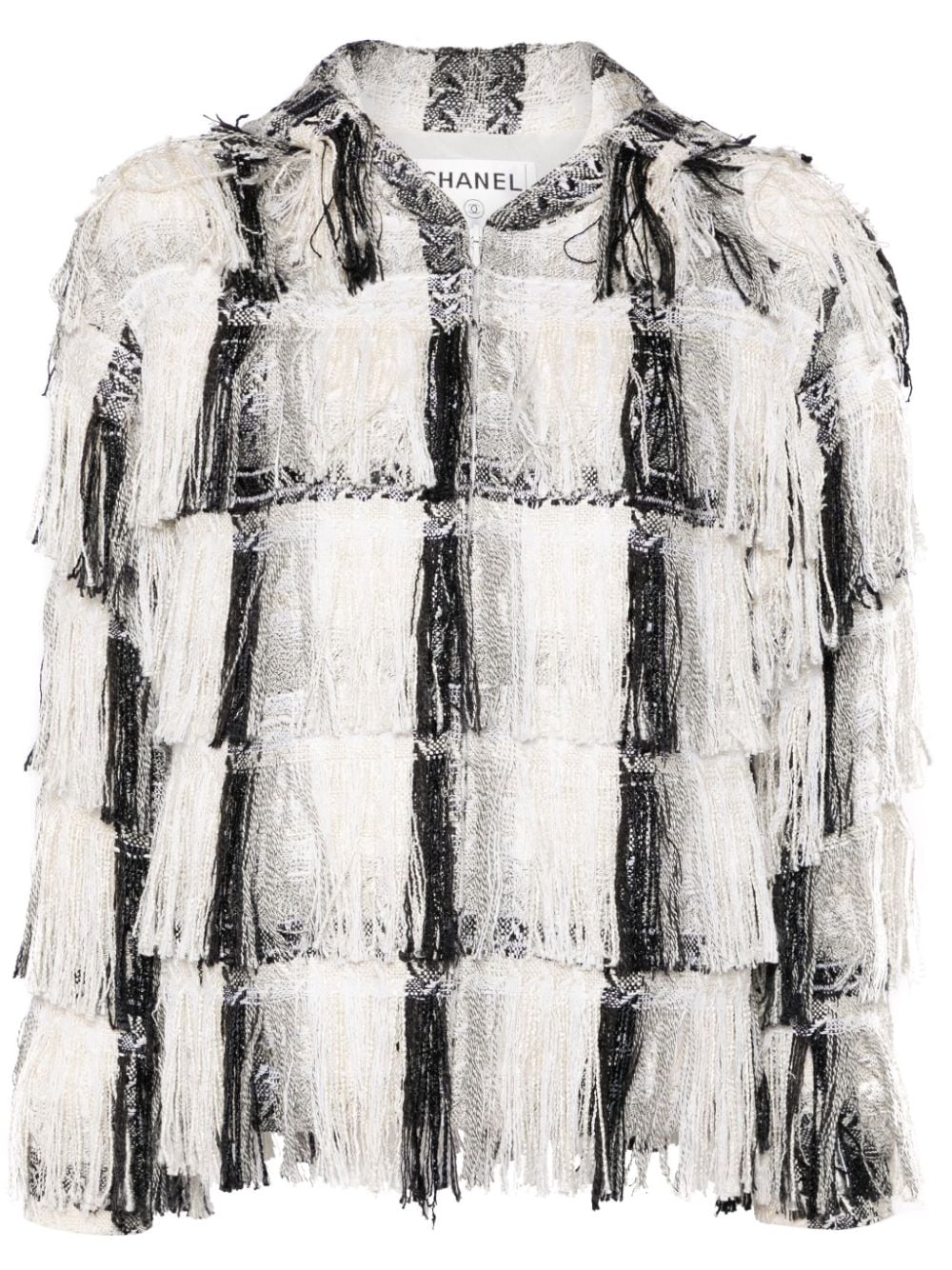 Pre-owned Chanel 2006 Fringed Hooded Jacket In White