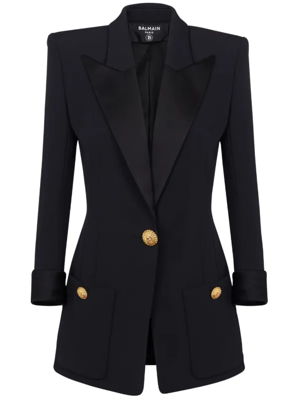 【関税込み】Balmain ブラック フリンジ テーラードジャケット Balmain ピークドラペル ジャケット | ブラック | FARFETCH JP