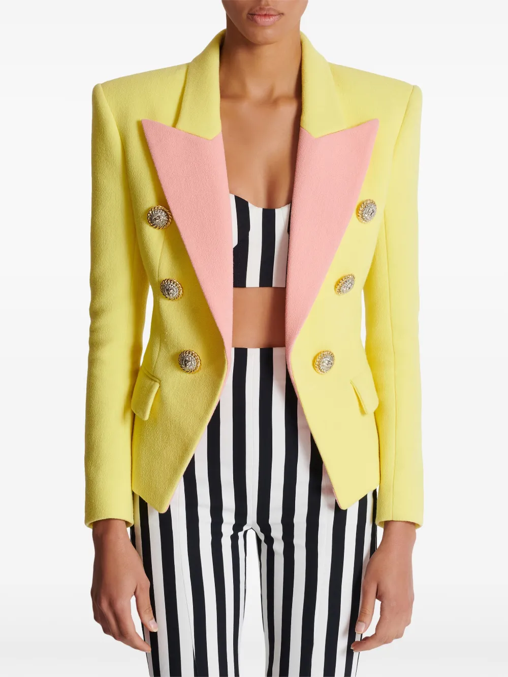 Balmain Blazer met puntige revers Geel