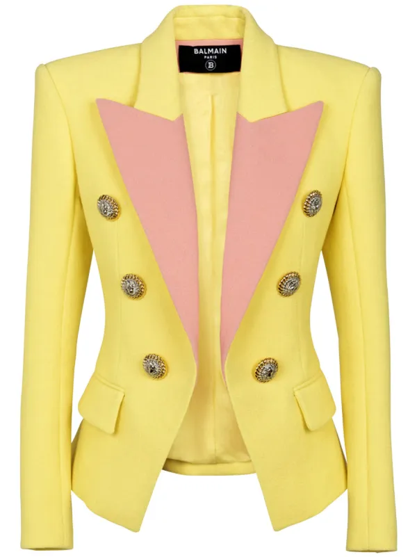 Balmain peak lapel two tone Blazer Yellow FARFETCH AU