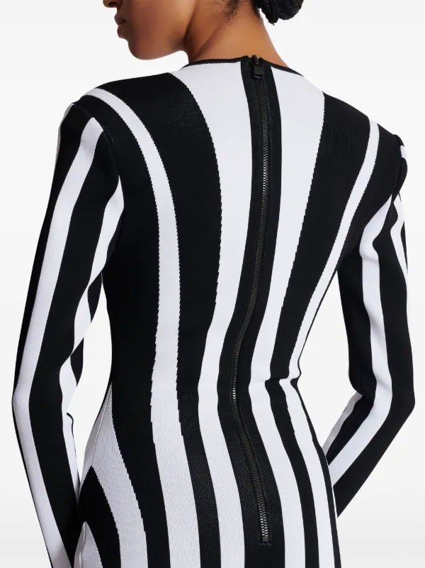 Balmain ストライプ ニットドレス | ブラック | FARFETCH JP