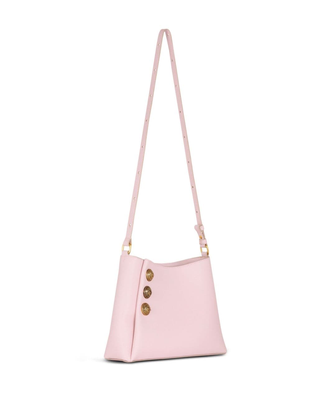 Shop Balmain Emblème Leather Shoulder Bag In Pink