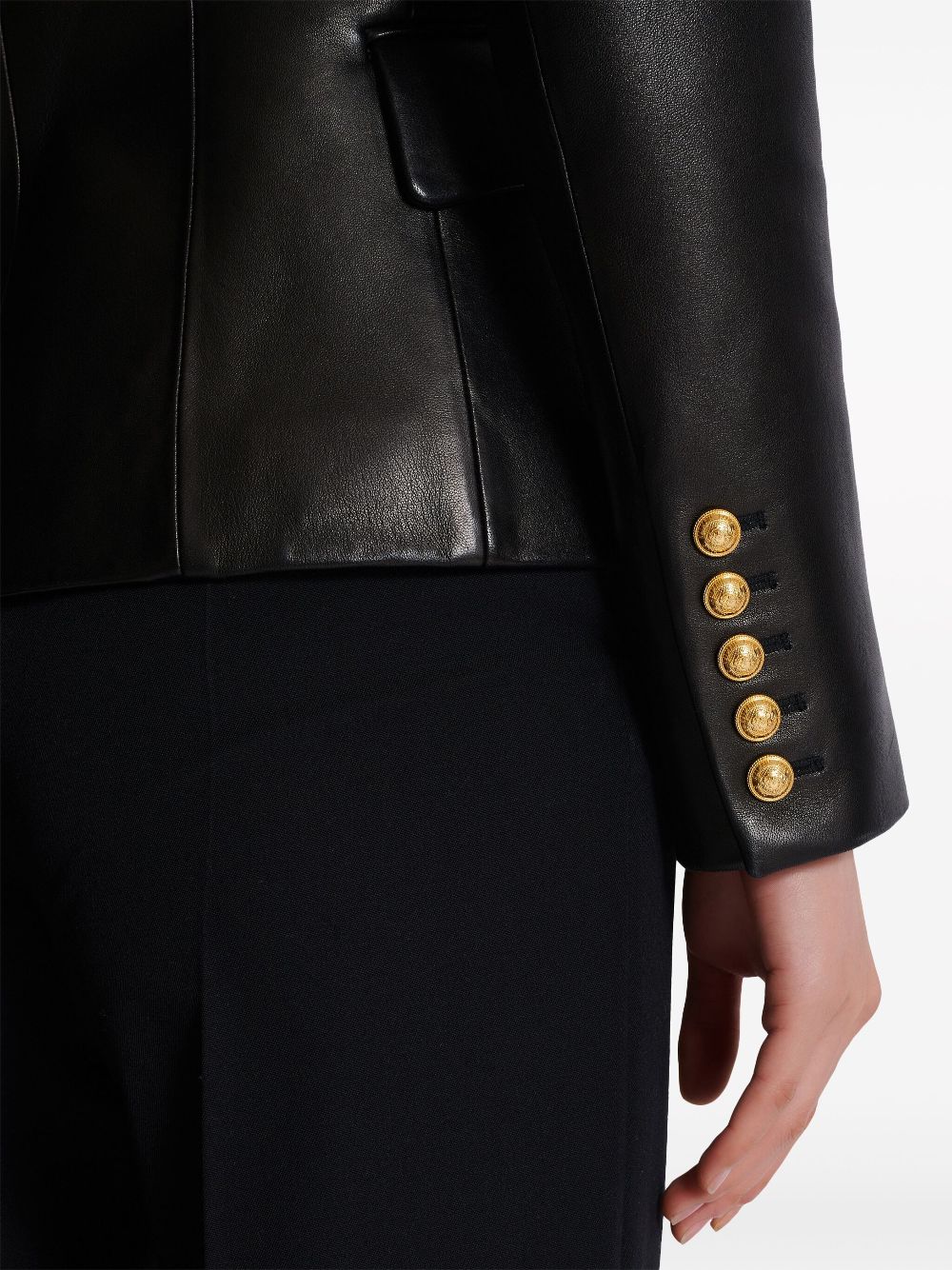 Balmain double-breasted leather blazer Women