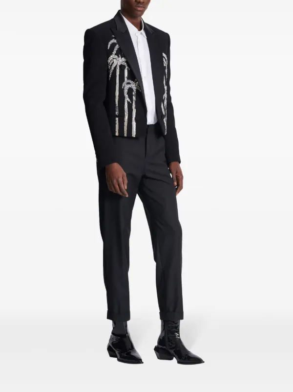 Balmain Palm tree-print Blazer | Black | FARFETCH