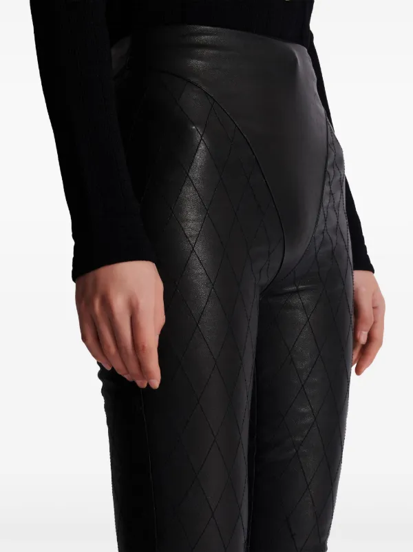 Balmain Quilted Leather Stirrup Leggings Black FARFETCH CA