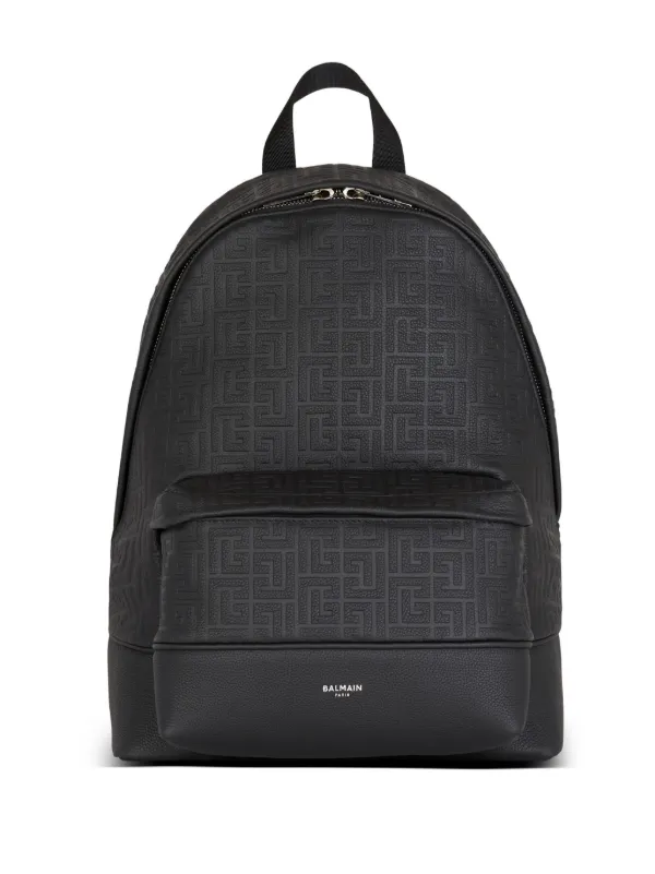 Balmain grained effect leather backpack men Calf Leather One Size Black