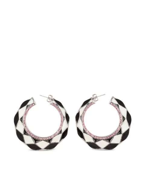 Balmain Diamond enamelled hoop earrings