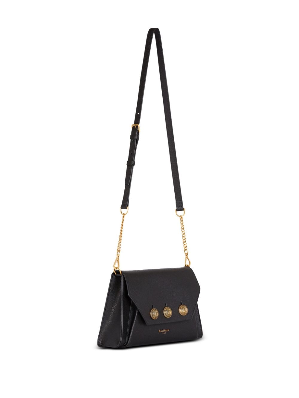 Shop Balmain Emblème Leather Crossbody Bag In 黑色