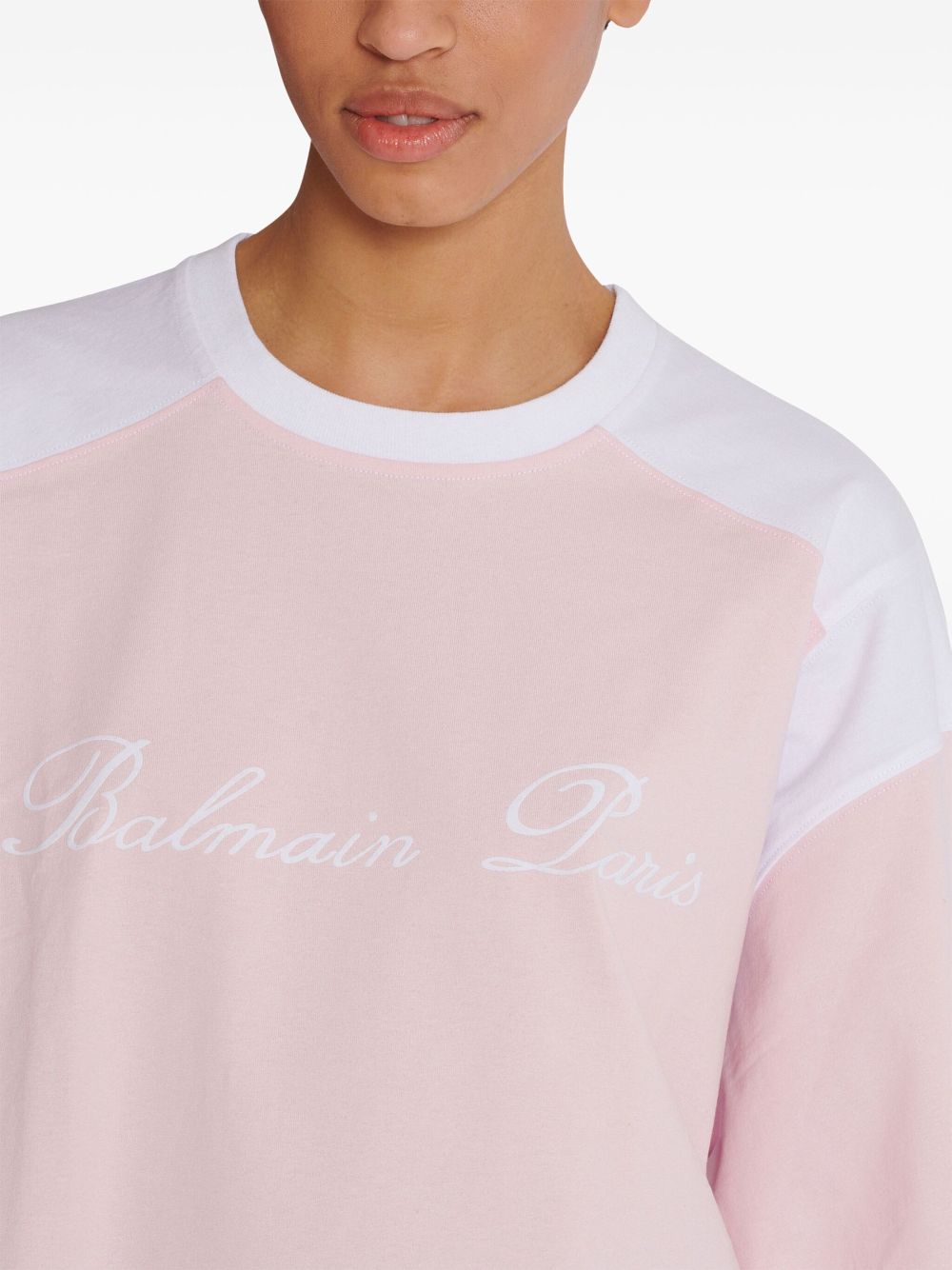 Affordable Balmain logo-embroidered panelled T-shirt Women