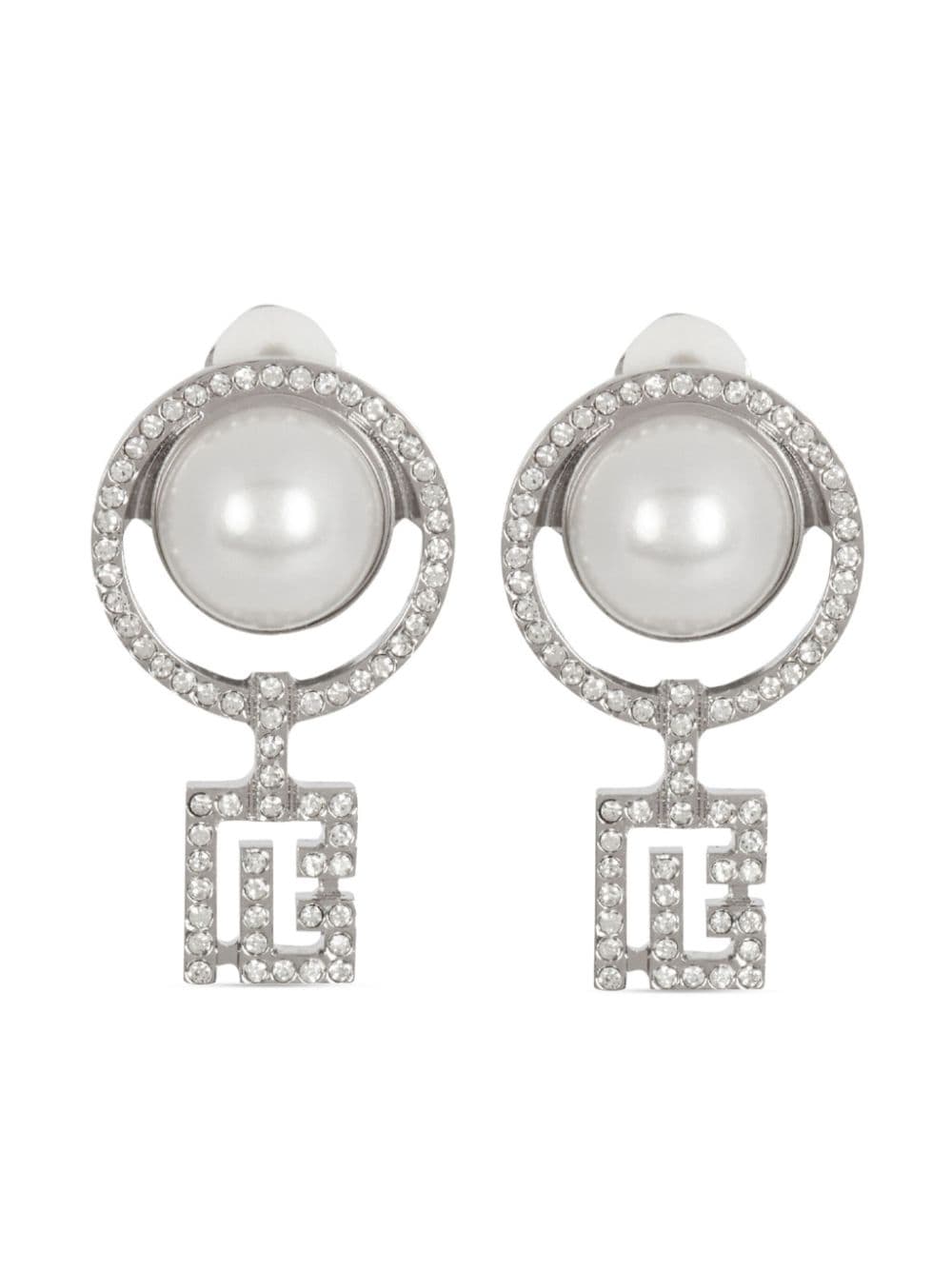 Balmain Art Deco Clip-on Earrings In Silver