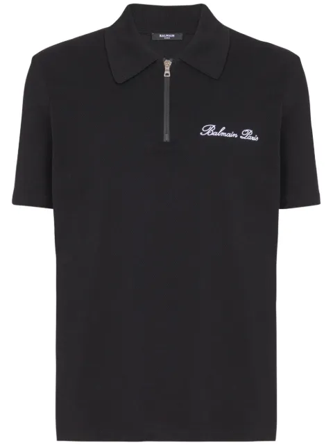 Balmain embroidered-logo cotton polo shirt