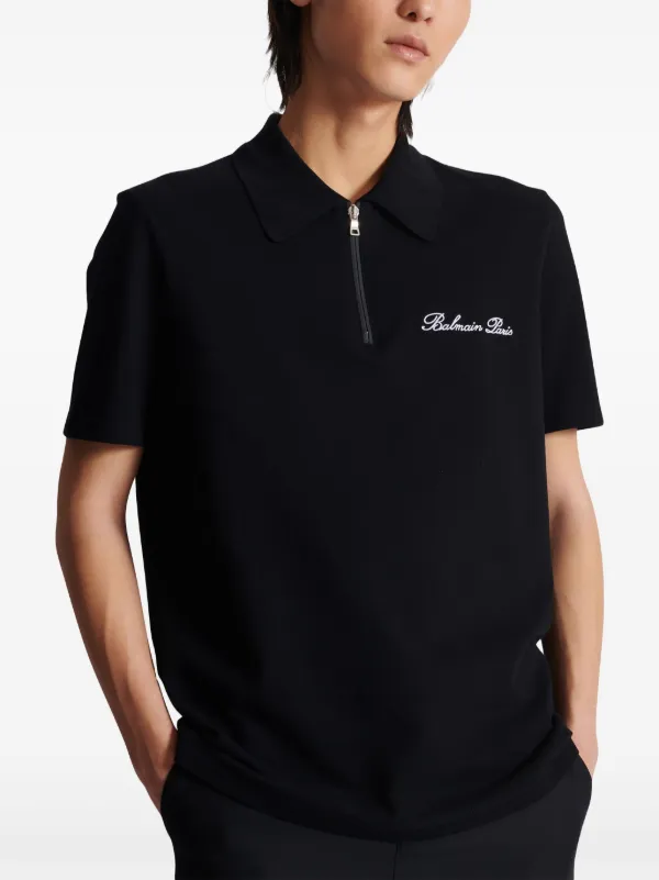Tシャツ・カットソー BALMAIN Men Polo Shirts DH1EG010BC68EAB Black Balmain Signature T-Shirt - Black - Men | DH1EG010BC68EAB