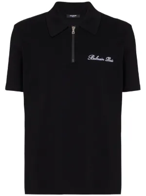 Tシャツ・カットソー BALMAIN Men Polo Shirts DH1EG010BC72SOS Blue Balmain Jacquard Logo Stretch-Cotton Polo Shirt | Saks Fifth